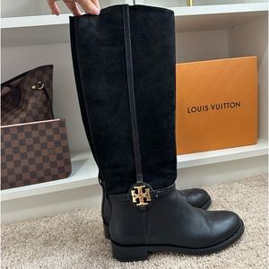 Tory Burch Riding Boots - Black Suede